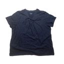 Studio Works | Navy Blue and White Polka Dot Short Sleeve Top | XL Photo 0