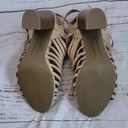 American Eagle  Tan Caged Block Heel Gladiator Peep Toe Womens Sandals Size 5.5W Photo 12