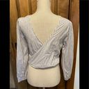 ASTR  the label Women's Wrap Front Long‎ Sleeve Crop Cotton Top Medium. Photo 4