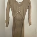 All in Favor NWT  gathered front cutout long sleeve ribbed midi dress M Photo 5