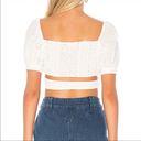 For Love & Lemons  Charlotte Eyelet Wrap Tie Crop Top in White Photo 8