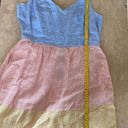 Cynthia Rowley  Dress Womens Size S Linen Blue Pink Yellow Colorblock Fit Flare Photo 11