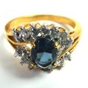 Blue Clear Rhinestone Sparkly Gold Tone Ring Size 9 Everyday Engagement Piece Photo 0