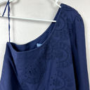 Hill House  Milla Linen Eyelet Mini One Shoulder Dress Womens Sz. Small Navy Blue Photo 2