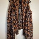 Tracy Reese NEW Plenty by  Brown Canton Wool Fringe Vest w Faux Leather Trim XS/S Photo 0