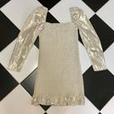 Wilfred NWT Aritzia X  Ballad Smocked Metallic Silver Gold Stretchy Ruffle Mini M Photo 6