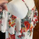 Davi & Dani  Floral Midi Dress Medium Red Orange Yellow Green white Off shoulder Photo 2