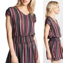 Rails  Lucca Brava Stripe Mini Dress Smocked V-Neck Linen Blend Size M Photo 2