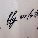 The Moon BaeVely “fly me to ” Embroidered Short Sleeve White Tee size Large Photo 3