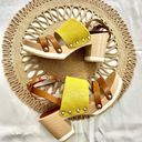 Furla  Yellow Calfhair Brown Leather Gina Wooden Clog Sandal Size 38 Photo 4