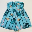 GUESS Turquoise Print Floral Strapless Romper Size M Photo 4