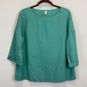 The Cove Grae Lagenlook Relaxed Fit 3/4 Sleeves Linen-Cotton Blend Green Top Size L Photo 0