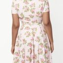 Unique Vintage NWT  Fit & Flare Dress XS 2 Pink Pansies Polka Dot Cottagecore Photo 3