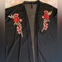 Windsor Black Rose Embroidered Sheer Back Kimono Photo 2