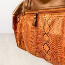 Bueno  Weekender Duffel Carry-on Bag Brown with Snakeskin Print and Brass Accents Photo 2