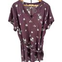 The Moon Full Segura Short Sleeve Tie Waist Maternity Blouse Light Purple Floral 2X Photo 3