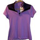 EP Pro  NY Cap Sleeve Mesh Overlay Contrast‎ Trim Zip Mock Women's Golf Polo Photo 2