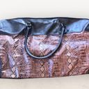 Bueno  Weekender Duffel Carry-on Bag Brown with Snakeskin Print and Brass Accents Photo 10