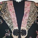 Alexis VINTAGE! SPENCER  PETITE FLORAL CHEETAH OPEN FRONT SILK SHIRT BLOUSE TOP Photo 5