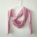 Naked Wardrobe NWOT  Pink Sparkle Overly Long Sleeve Off the Shoulder Crop Top Photo 3