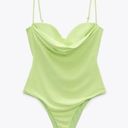 ZARA  Lime Green Bodysuit with Sweetheart Neckline Photo 0