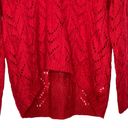 American Eagle  Open Knit Sweater Size Medium Jegging Fit Red V-Neck Womens Photo 3