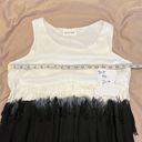 Olive & Oak  gorgeous NWOT white grey black fringed sleeveless dress Photo 4