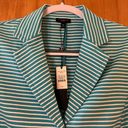 Talbots  Teal Blue Horizontal Stripe Blazer Jacket NWT Size MP Petite Medium PM Photo 6