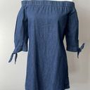 Charlotte Russe  Off the Shoulder Cotton Denim Style Dress 3/4 Sleeves Size XS Photo 0