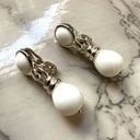 Monet  white and silver  tone clip on drop earrings Photo 1