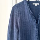 CAbi  Navy Blue Duchess Speckled Confetti Hook Closure Fringe Trim Long Cardigan Photo 3