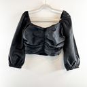 J.Crew  Ruched Puff Sleeve Sweetheart Neck Crop Top Black 10 Photo 3