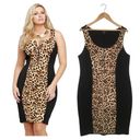 Torrid  Dress Womens 2 Leopard Color Block Round Neck Sleeveless Mob Wife Black Photo 1