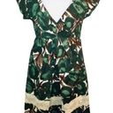 ZARA  Floral Pleat Front Fit and Flare Lace Bottom Dress Green S Photo 0