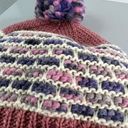 prAna Francesca Woven Wool Knit Pink Pom Pom Beanie Hat Photo 4