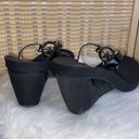 Michael Kors Sandals Silver Logo Black Wedge Slip On Photo 2