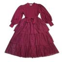Krass&co NWT Ivy City . Cosette Midi in Wine Tiered Tulle Skirt Fit & Flare Dress XL Photo 0