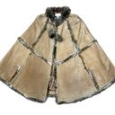 Newport News  Faux Fur Trim Tan Leather Suede Cape - One Size Photo 9