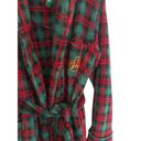 Ralph Lauren Lauren  Womens Small Fleece Bath Robe Green Plaid Belt Logo Holiday Photo 3