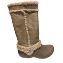 Crocs  Nadia Women’s Taupe Faux Fur Lined Pull On Tall Boots Shoes Size 7 Photo 0