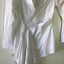 Natori  cotton poplin side drape button doown Blouse White Photo 8