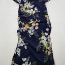 Isabel Maternity  Bodycon T-Shirt Dress Medium Short Sleeve Ruched Blue Floral Photo 3