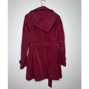 London Fog  Belted Trench Coat Burgundy/Red Size Large Water Resistant Photo 5