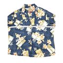 Caribbean Joe  Blue Pink Hawaiian Floral Print Button Down Shirt Sz 2X Photo 6