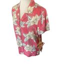 Caribbean Joe  Short Sleeve Button Down Classic Mauve 100% Rayon Hawaiian Blouse Photo 4