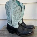 Ariat  Black Blue Snipped Square Toe Saddle Vamp Cowgirl Western Boots 6.5B Photo 0