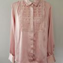 Pink Blush Ryegrass  Crochet Bib Satin Button Down Size XL Photo 1