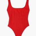 Boohoo Square Neck One Piece Red Swimsuit Size 10 Photo 1