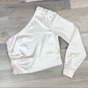 NA-KD  Reborn Satin Shirred Side One Shoulder Crop Top Ivory XS 34 Photo 8