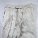 Caribbean Joe  Pants Women Medium Beige 100% Linen Elastic Waist Drawstring Photo 2